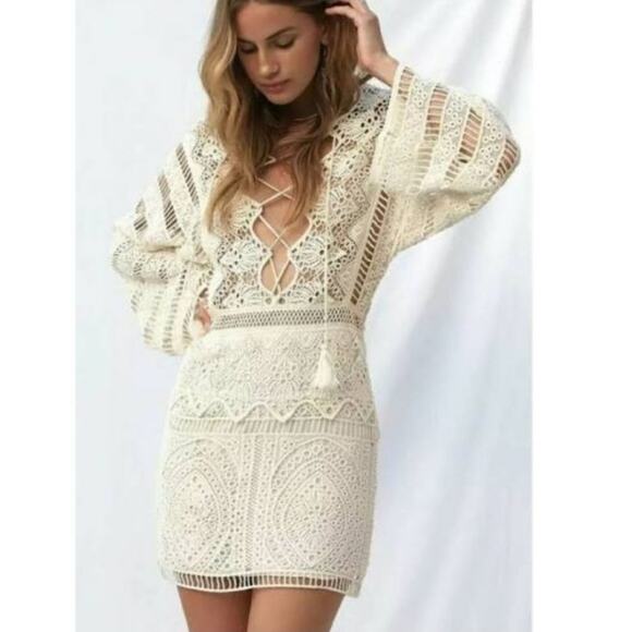 Free People Cream Long Sleeve Dress - Picture 9 of 11